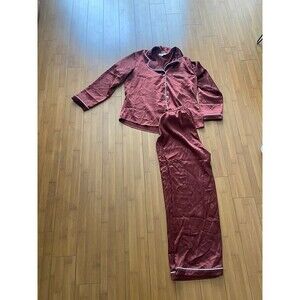 Revelry Daybreak Satin Sleep Pajama Shirt and Pants - Brown Terracota  - Medium